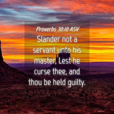 Picture 04 - Proverbs 30:10 ASV - Slander not a servant unto his master, Lest he - Bible Verse Picture