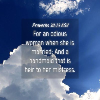 Picture 04 - Proverbs 30:23 ASV - For an odious woman when she is married; And a - Bible Verse Picture