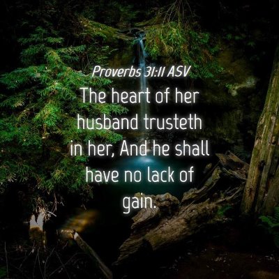 Picture 04 - Proverbs 31:11 ASV - The heart of her husband trusteth in her, And he - Bible Verse Picture