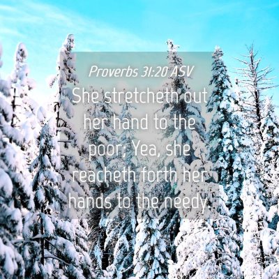 Picture 04 - Proverbs 31:20 ASV - She stretcheth out her hand to the poor; Yea, she - Bible Verse Picture