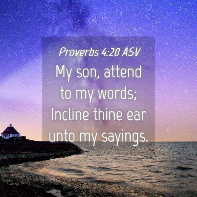 Picture 04 - Proverbs 4:20 ASV - My son, attend to my words; Incline thine ear - Bible Verse Picture