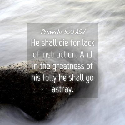 Picture 04 - Proverbs 5:23 ASV - He shall die for lack of instruction; And in the - Bible Verse Picture