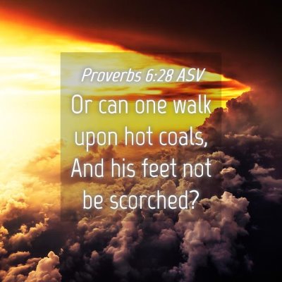 Picture 04 - Proverbs 6:28 ASV - Or can one walk upon hot coals, And his feet not - Bible Verse Picture
