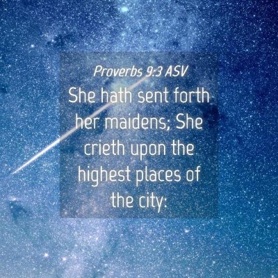 Picture 04 - Proverbs 9:3 ASV - She hath sent forth her maidens; She crieth upon - Bible Verse Picture