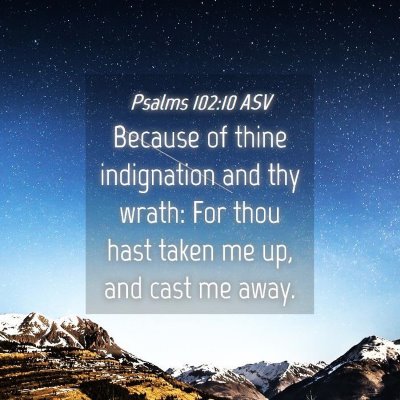 Picture 04 - Psalms 102:10 ASV - Because of thine indignation and thy wrath: For - Bible Verse Picture