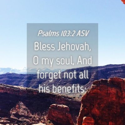 Picture 04 - Psalms 103:2 ASV - Bless Jehovah, O my soul, And forget not all his - Bible Verse Picture