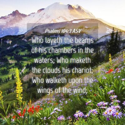 Picture 04 - Psalms 104:3 ASV - Who layeth the beams of his chambers in the - Bible Verse Picture