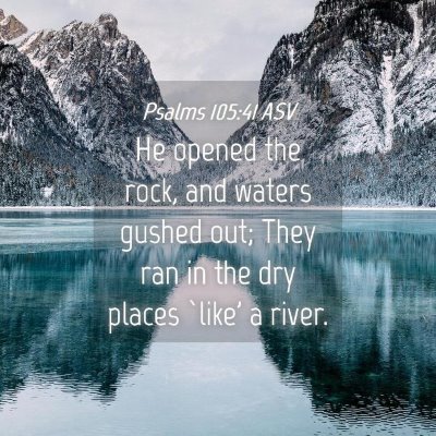 Picture 04 - Psalms 105:41 ASV - He opened the rock, and waters gushed out; They - Bible Verse Picture