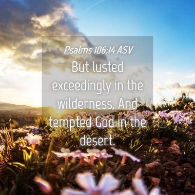 Picture 04 - Psalms 106:14 ASV - But lusted exceedingly in the wilderness, And - Bible Verse Picture
