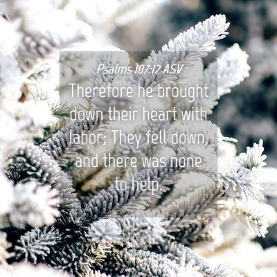 Picture 04 - Psalms 107:12 ASV - Therefore he brought down their heart with labor; - Bible Verse Picture