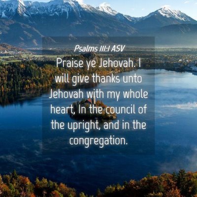 Picture 04 - Psalms 111:1 ASV - Praise ye Jehovah. I will give thanks unto - Bible Verse Picture