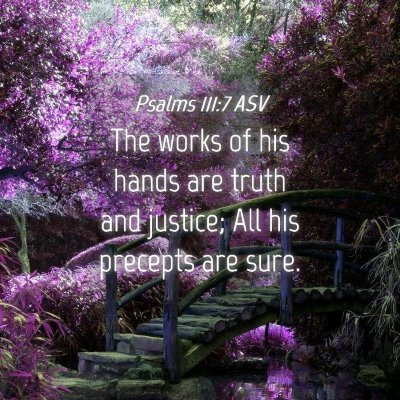 Picture 04 - Psalms 111:7 ASV - The works of his hands are truth and justice; All - Bible Verse Picture