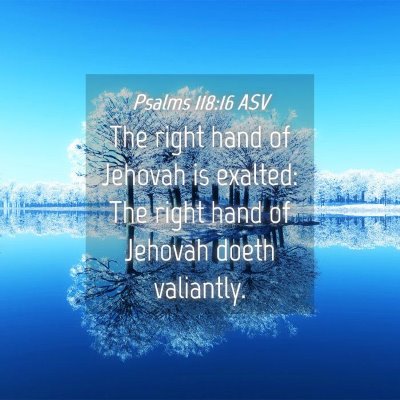 Picture 04 - Psalms 118:16 ASV - The right hand of Jehovah is exalted: The right - Bible Verse Picture