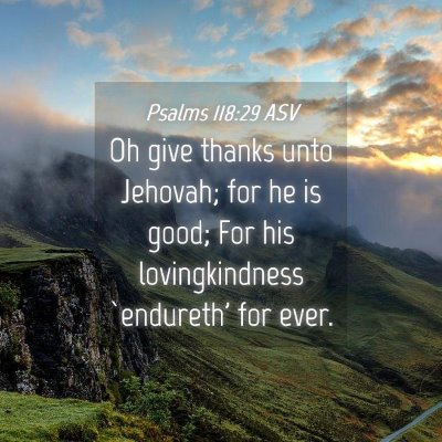 Picture 04 - Psalms 118:29 ASV - Oh give thanks unto Jehovah; for he is good; For - Bible Verse Picture