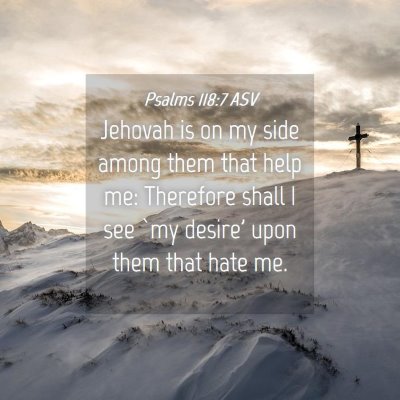 Picture 04 - Psalms 118:7 ASV - Jehovah is on my side among them that help me: - Bible Verse Picture