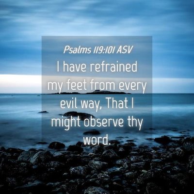 Picture 04 - Psalms 119:101 ASV - I have refrained my feet from every evil way, - Bible Verse Picture