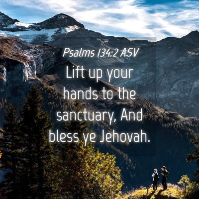 Picture 04 - Psalms 134:2 ASV - Lift up your hands to the sanctuary, And bless ye - Bible Verse Picture