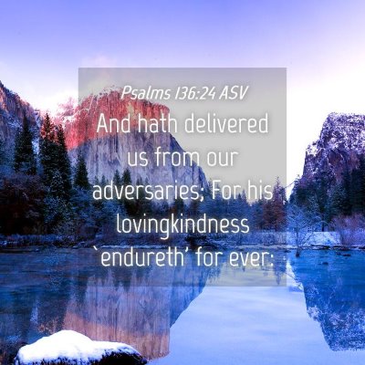 Picture 04 - Psalms 136:24 ASV - And hath delivered us from our adversaries; For - Bible Verse Picture