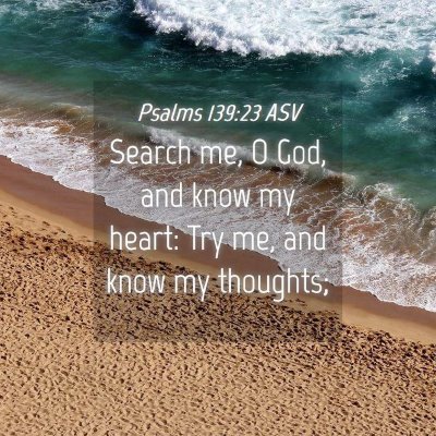 Picture 04 - Psalms 139:23 ASV - Search me, O God, and know my heart: Try me, and - Bible Verse Picture