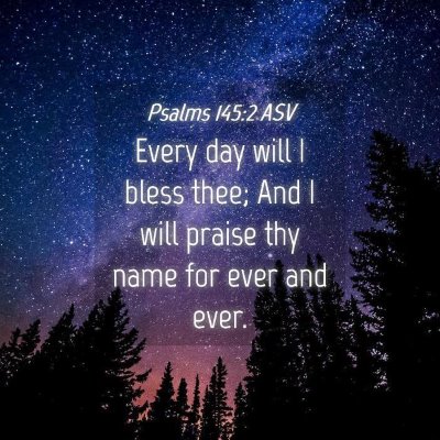 Picture 04 - Psalms 145:2 ASV - Every day will I bless thee; And I will praise - Bible Verse Picture