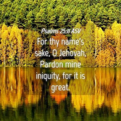 Picture 04 - Psalms 25:11 ASV - For thy name's sake, O Jehovah, Pardon mine - Bible Verse Picture