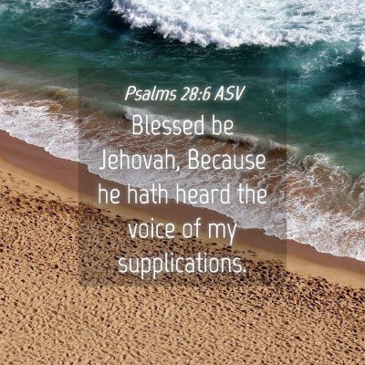 Picture 04 - Psalms 28:6 ASV - Blessed be Jehovah, Because he hath heard the - Bible Verse Picture
