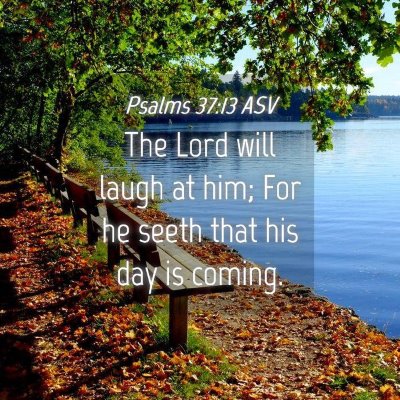 Picture 04 - Psalms 37:13 ASV - The Lord will laugh at him; For he seeth that his - Bible Verse Picture