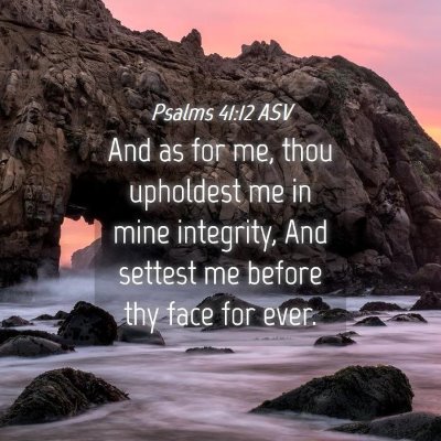 Picture 04 - Psalms 41:12 ASV - And as for me, thou upholdest me in mine - Bible Verse Picture