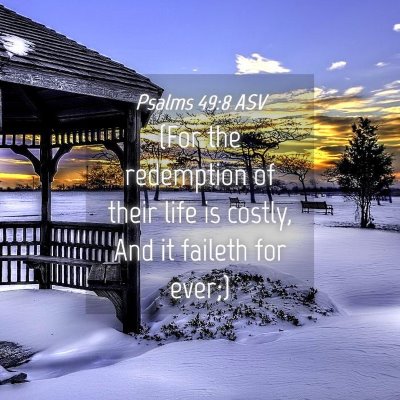Picture 04 - Psalms 49:8 ASV - (For the redemption of their life is costly, And - Bible Verse Picture