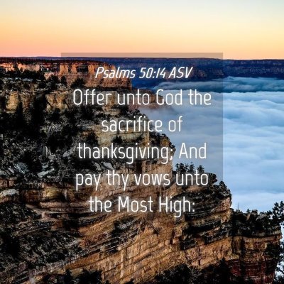Picture 04 - Psalms 50:14 ASV - Offer unto God the sacrifice of thanksgiving; And - Bible Verse Picture