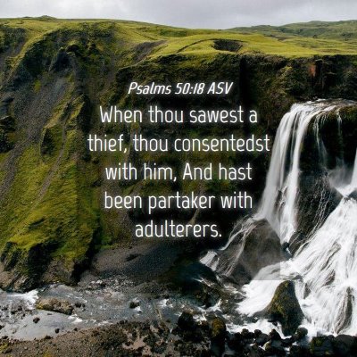 Picture 04 - Psalms 50:18 ASV - When thou sawest a thief, thou consentedst with - Bible Verse Picture