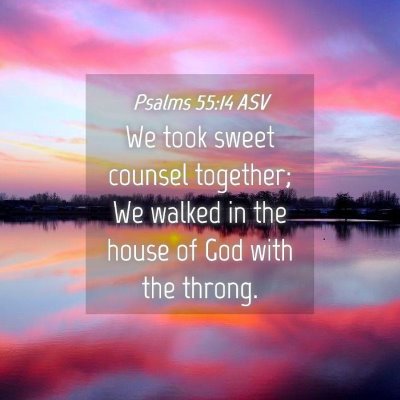 Picture 04 - Psalms 55:14 ASV - We took sweet counsel together; We walked in the - Bible Verse Picture