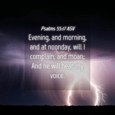 Picture 04 - Psalms 55:17 ASV - Evening, and morning, and at noonday, will I - Bible Verse Picture