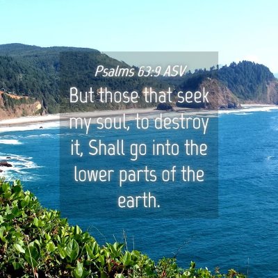 Picture 04 - Psalms 63:9 ASV - But those that seek my soul, to destroy it, Shall - Bible Verse Picture