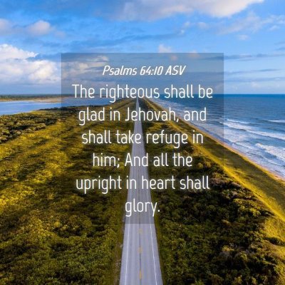 Picture 04 - Psalms 64:10 ASV - The righteous shall be glad in Jehovah, and shall - Bible Verse Picture
