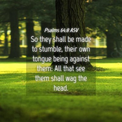 Picture 04 - Psalms 64:8 ASV - So they shall be made to stumble, their own - Bible Verse Picture