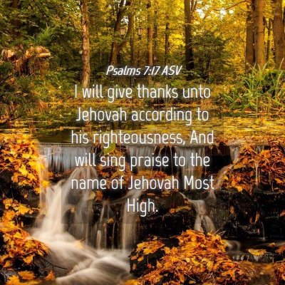 Picture 04 - Psalms 7:17 ASV - I will give thanks unto Jehovah according to his - Bible Verse Picture