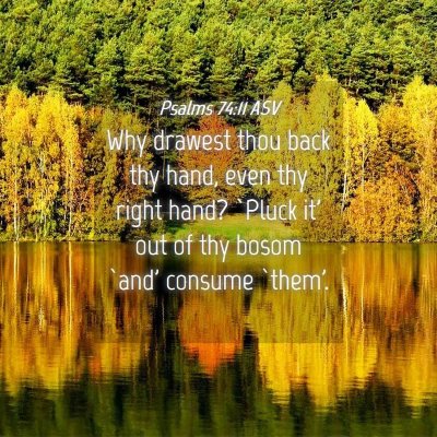 Picture 04 - Psalms 74:11 ASV - Why drawest thou back thy hand, even thy right - Bible Verse Picture