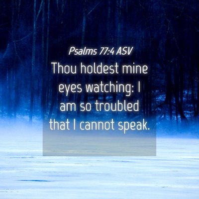 Picture 04 - Psalms 77:4 ASV - Thou holdest mine eyes watching: I am so troubled - Bible Verse Picture