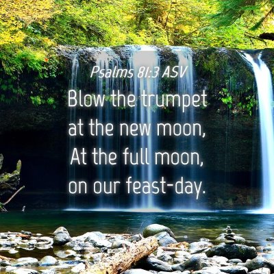 Picture 04 - Psalms 81:3 ASV - Blow the trumpet at the new moon, At the full - Bible Verse Picture