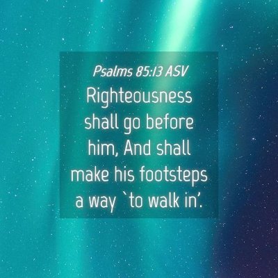 Picture 04 - Psalms 85:13 ASV - Righteousness shall go before him, And shall make - Bible Verse Picture