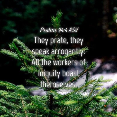 Picture 04 - Psalms 94:4 ASV - They prate, they speak arrogantly: All the - Bible Verse Picture