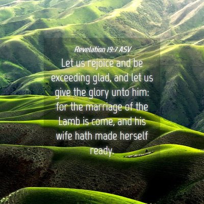 Picture 04 - Revelation 19:7 ASV - Let us rejoice and be exceeding glad, and let us - Bible Verse Picture