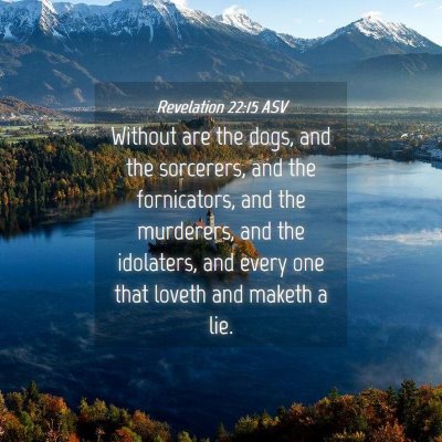 Picture 04 - Revelation 22:15 ASV - Without are the dogs, and the sorcerers, and the - Bible Verse Picture
