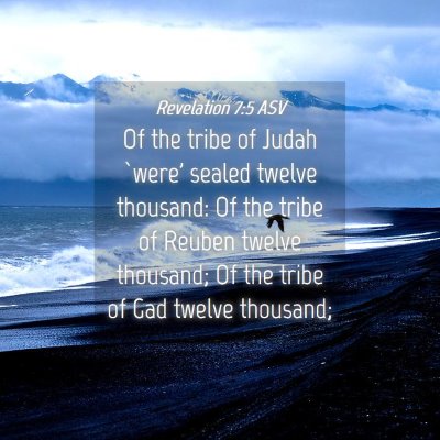 Picture 04 - Revelation 7:5 ASV - Of the tribe of Judah `were' sealed twelve - Bible Verse Picture