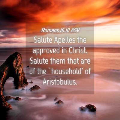 Picture 04 - Romans 16:10 ASV - Salute Apelles the approved in Christ. Salute - Bible Verse Picture
