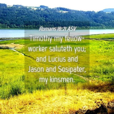 Picture 04 - Romans 16:21 ASV - Timothy my fellow-worker saluteth you; and Lucius - Bible Verse Picture