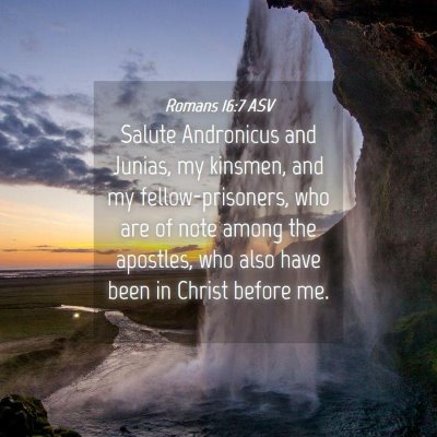 Picture 04 - Romans 16:7 ASV - Salute Andronicus and Junias, my kinsmen, and my - Bible Verse Picture