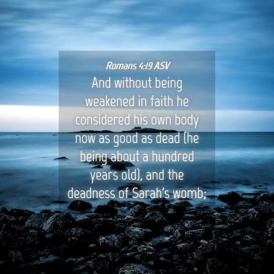 Picture 04 - Romans 4:19 ASV - And without being weakened in faith he considered - Bible Verse Picture