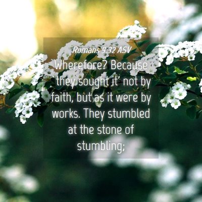 Picture 04 - Romans 9:32 ASV - Wherefore? Because `they sought it' not by faith, - Bible Verse Picture